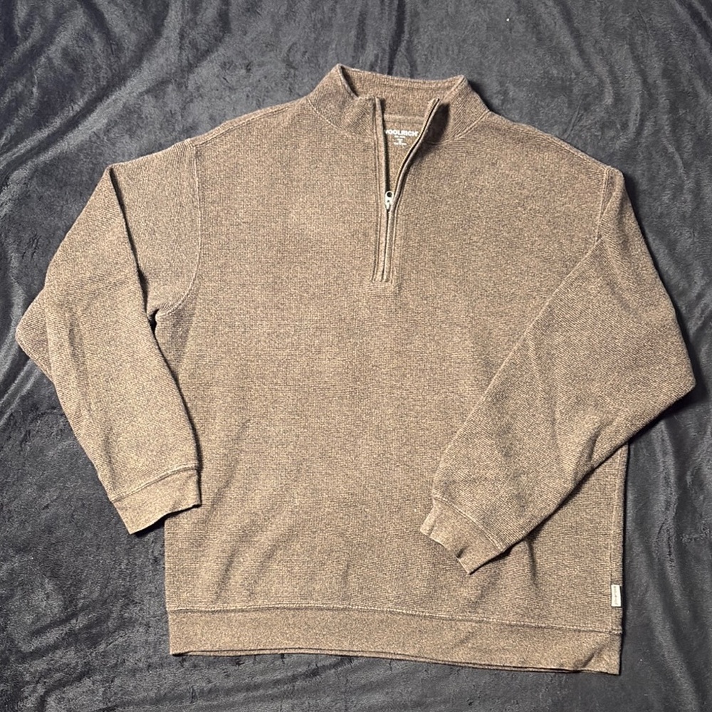 Woolrich Brown Zip Up Sweater Classic Knit